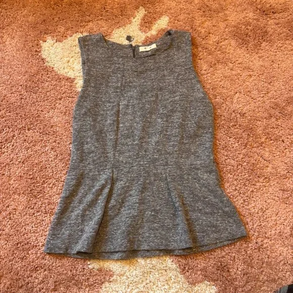 Madewell Sweetheart Sleeveless Sweatshirt Peplum Top Gray $78 Womens Medium M - Picture 3 of 6